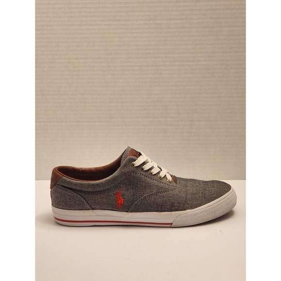 Polo by Ralph Lauren Other - Polo Ralph‎ Lauren Vaughn Red & Gray Canvas Mens Shoes Sz 12D Preppy Ohio State